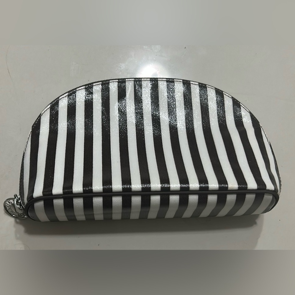 Henri Bendel Black and White Striped Cosmetic Bag